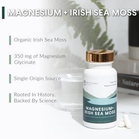 Capsules de magnésium glycinate Nutritional Roots sur fond blanc