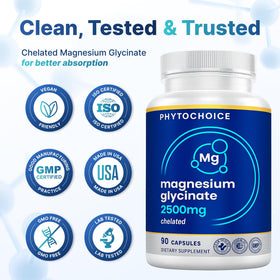 Capsules de Magnésium Glycinate PHYTOCHOICE avec un verre d'eau