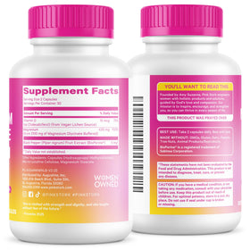 Capsules de Magnésium Glycinate Pink Stork avec un verre d'eau