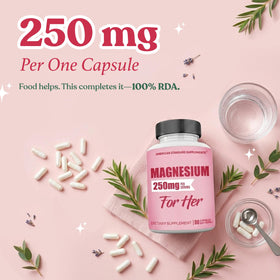 Capsules de Magnésium Glycinate sur un fond blanc