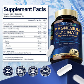 Capsules de magnésium glycinate Totaria dans un verre d'eau