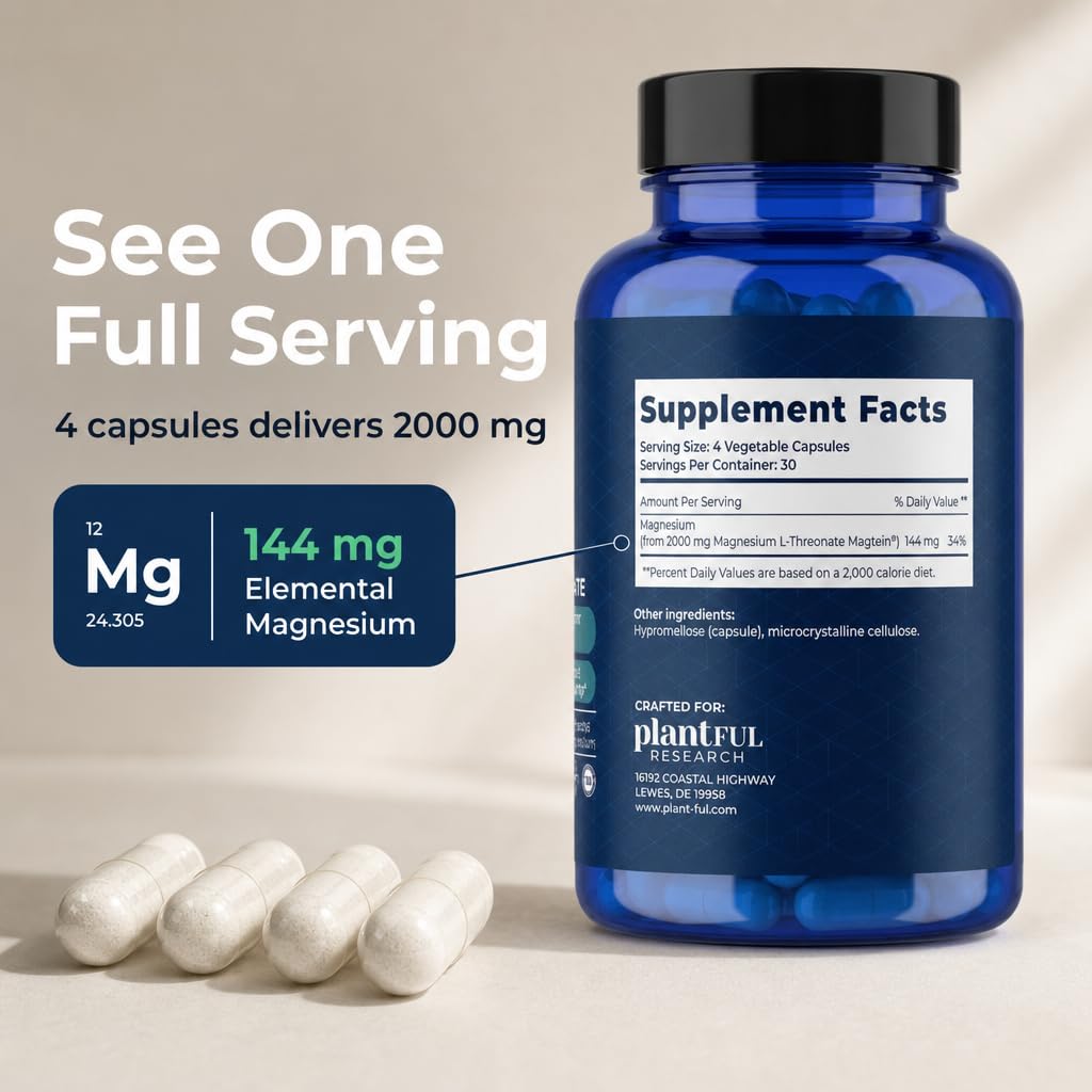 Capsules de Magnésium L-Thréonate avec étiquette et dosage