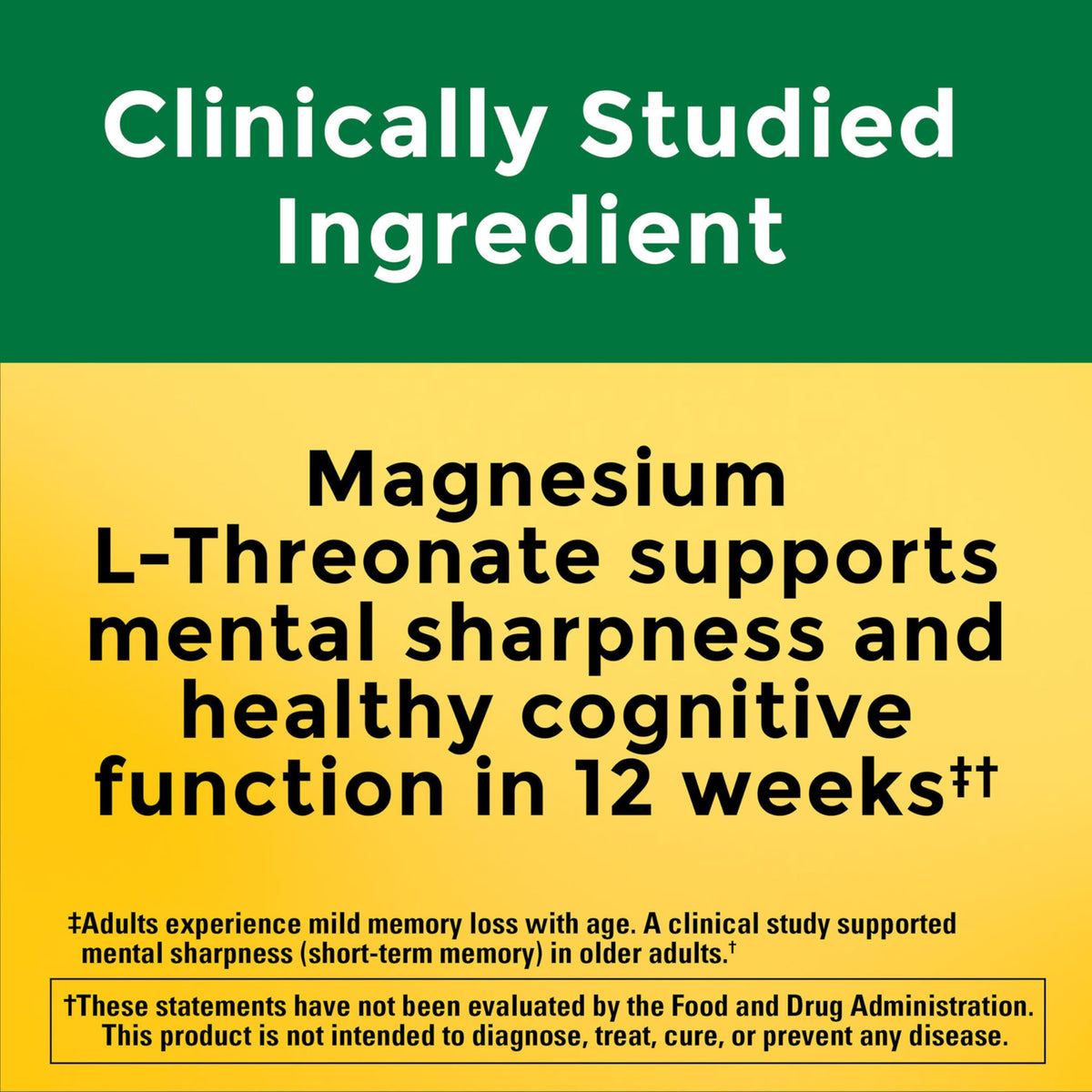 Capsules de Magnésium L-Thréonate Nature Made sur fond blanc