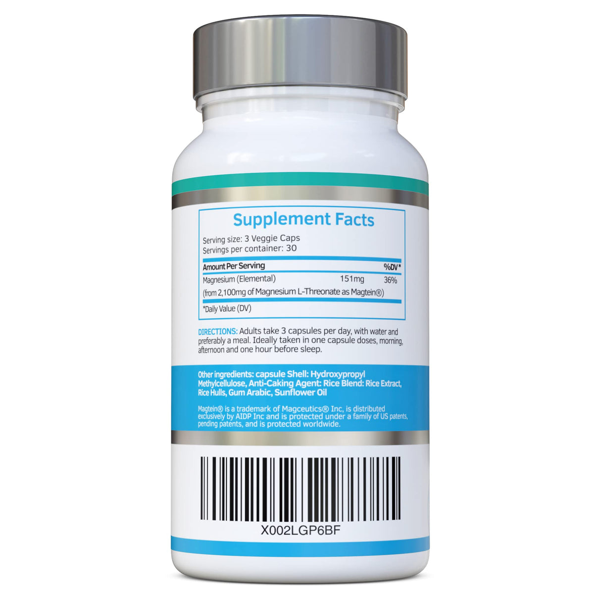 Capsules de Magnésium L-Thréonate Swiss Bioenergetics sur fond blanc