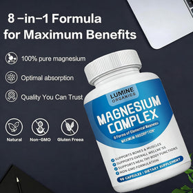Capsules de magnésium Lumine Organics dans le flacon