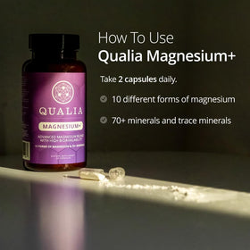 Capsules de magnésium QUALIA sur une table
