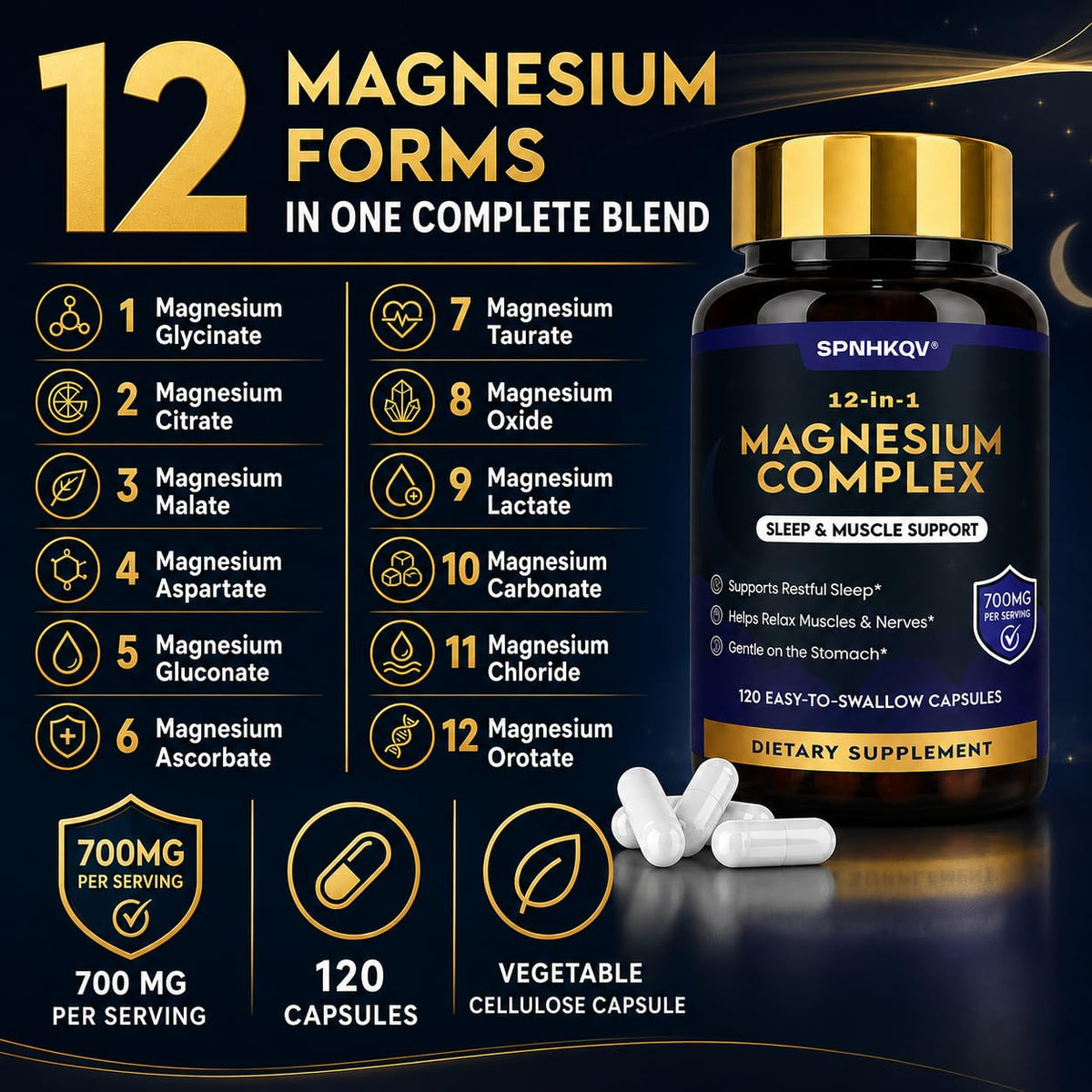 Capsules de magnésium SPNHKOV avec étiquette visible