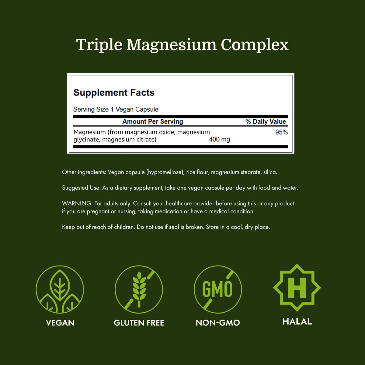 Capsules de magnésium Swanson sur fond blanc