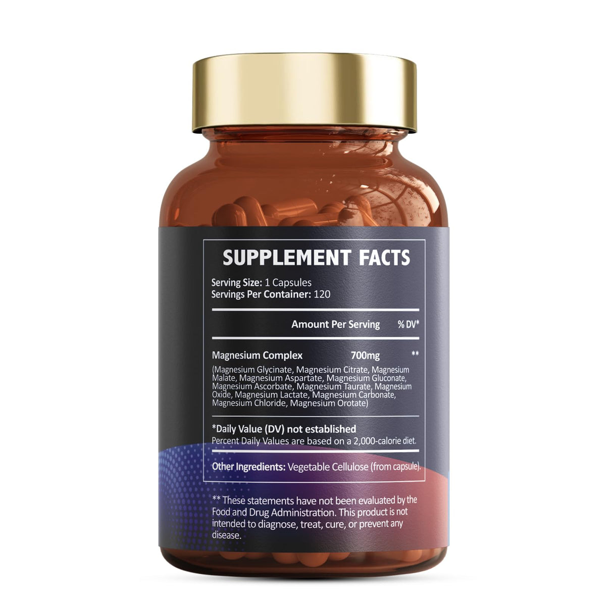 Capsules de Magnésium Totaria avec ingrédients listés