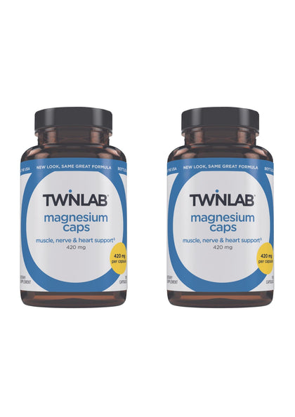 Capsules de Magnésium Twinlab, 420 mg, 100 comprimés, vue de face