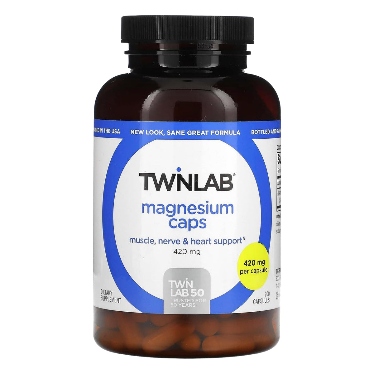 Capsules de Magnésium Twinlab 420 mg, flacon de 200 comprimés