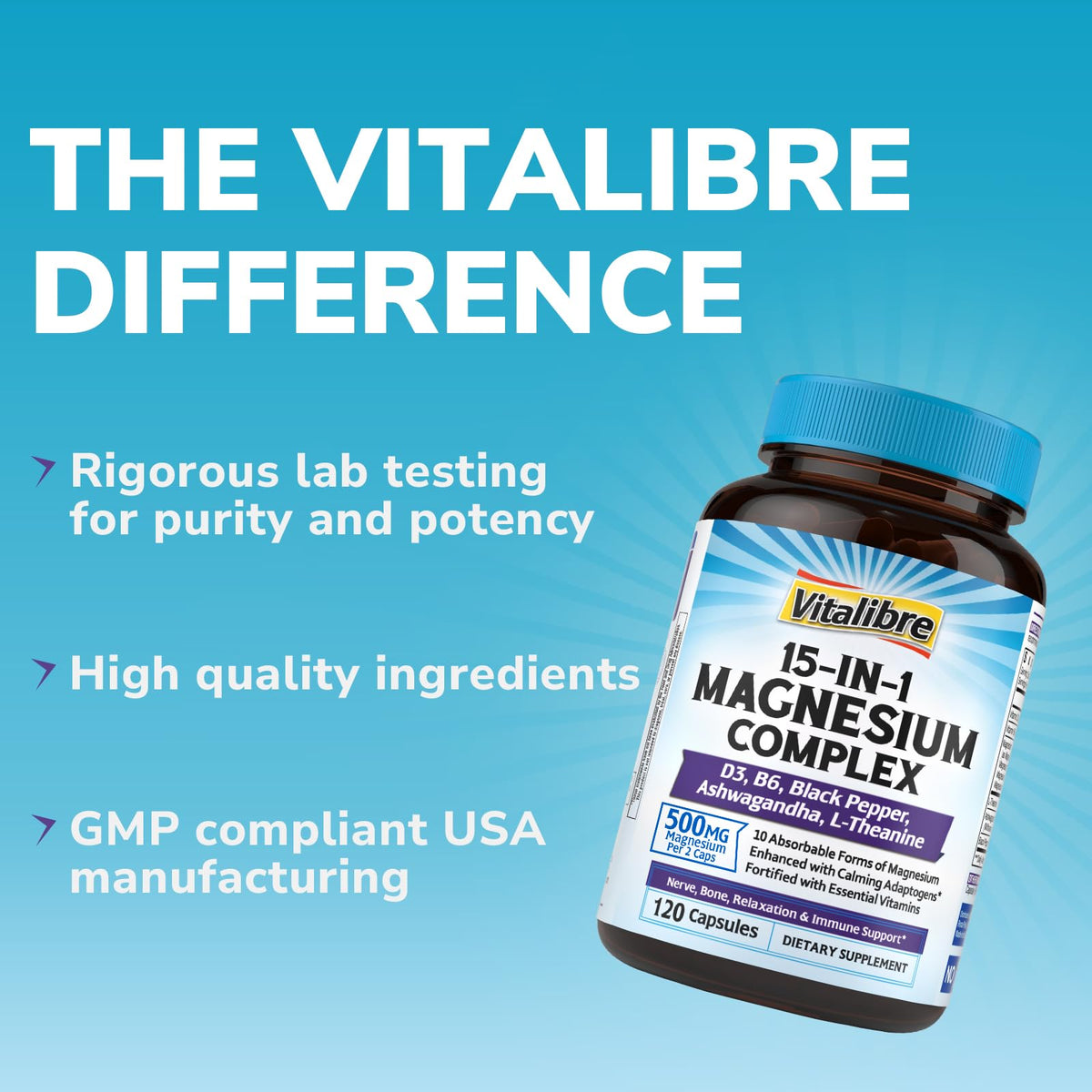 Capsules de magnésium Vitalibre dans une main