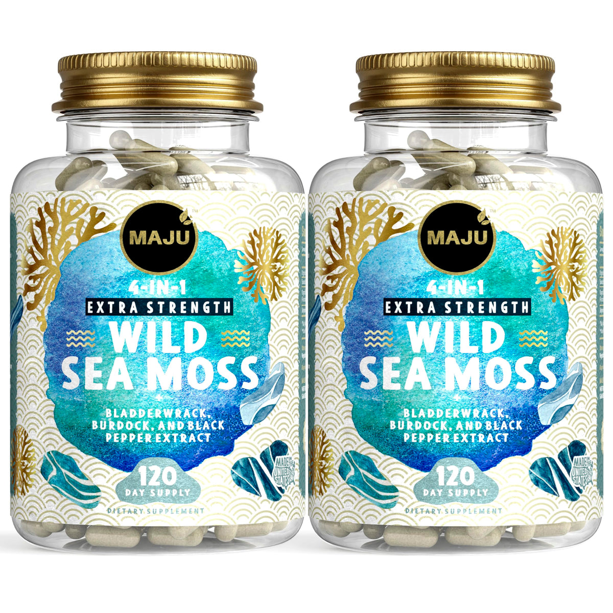 Capsules de Maju Superfoods de mousse de mer irlandais 4-en-1, vue avant