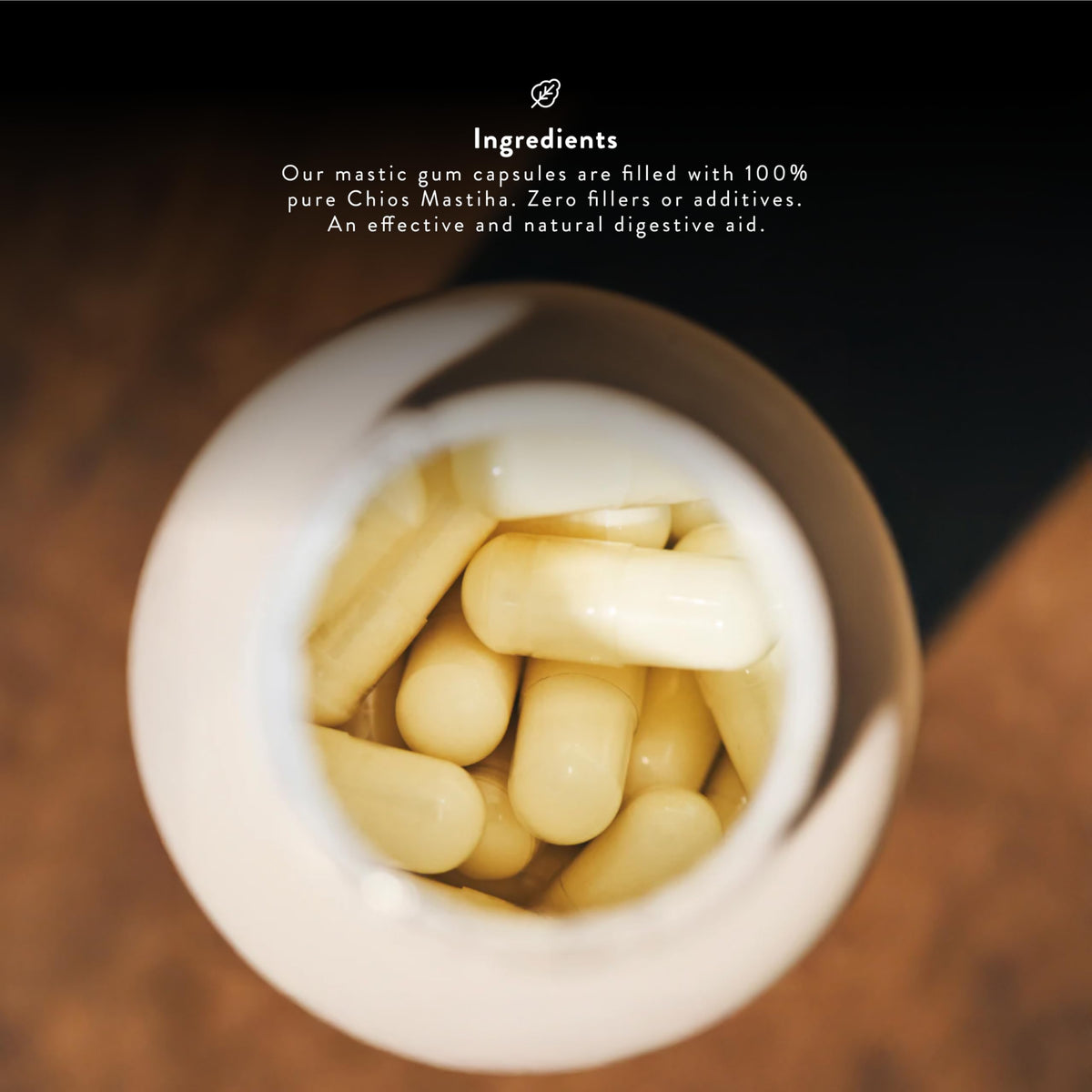 Capsules de mastic Greco Gum 500mg, avec verre d'eau