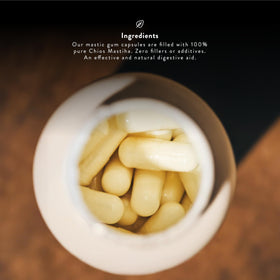 Capsules de mastic Greco Gum 500mg, avec verre d'eau