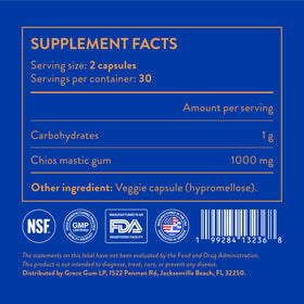 Capsules de mastic Greco Gum 500mg, format de 60 capsules