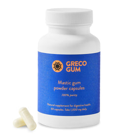 Capsules de mastic Greco Gum 500mg, vue de face