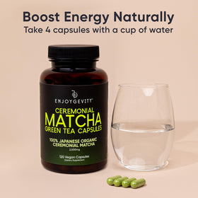 Capsules de Matcha Vert Cérémonial Bio EnjoyGevity montrant la taille