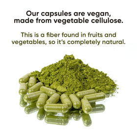 Capsules de Matcha Vert Cérémonial Bio EnjoyGevity sur un fond naturel