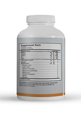 Capsules de MaxiVision Luteine et Zéaxanthine sur une surface blanche
