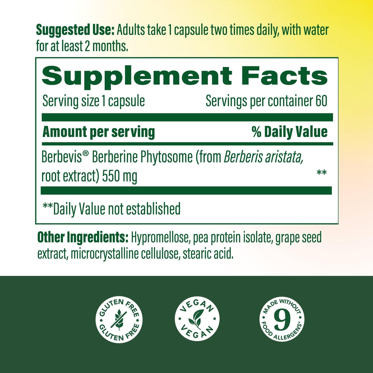 Capsules de MegaFood Berberine Phytosome sur une surface blanche