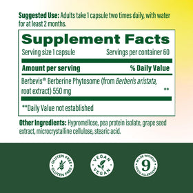 Capsules de MegaFood Berberine Phytosome sur une surface blanche