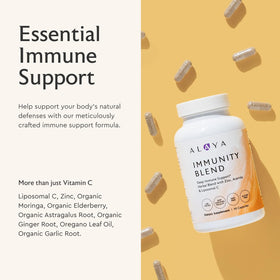 Capsules de Mélange daily wellness Alaya Naturals sur une surface blanche