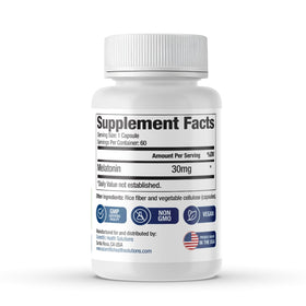 Capsules de mélatonine 30mg Scientific Health Solutions sur une surface blanche
