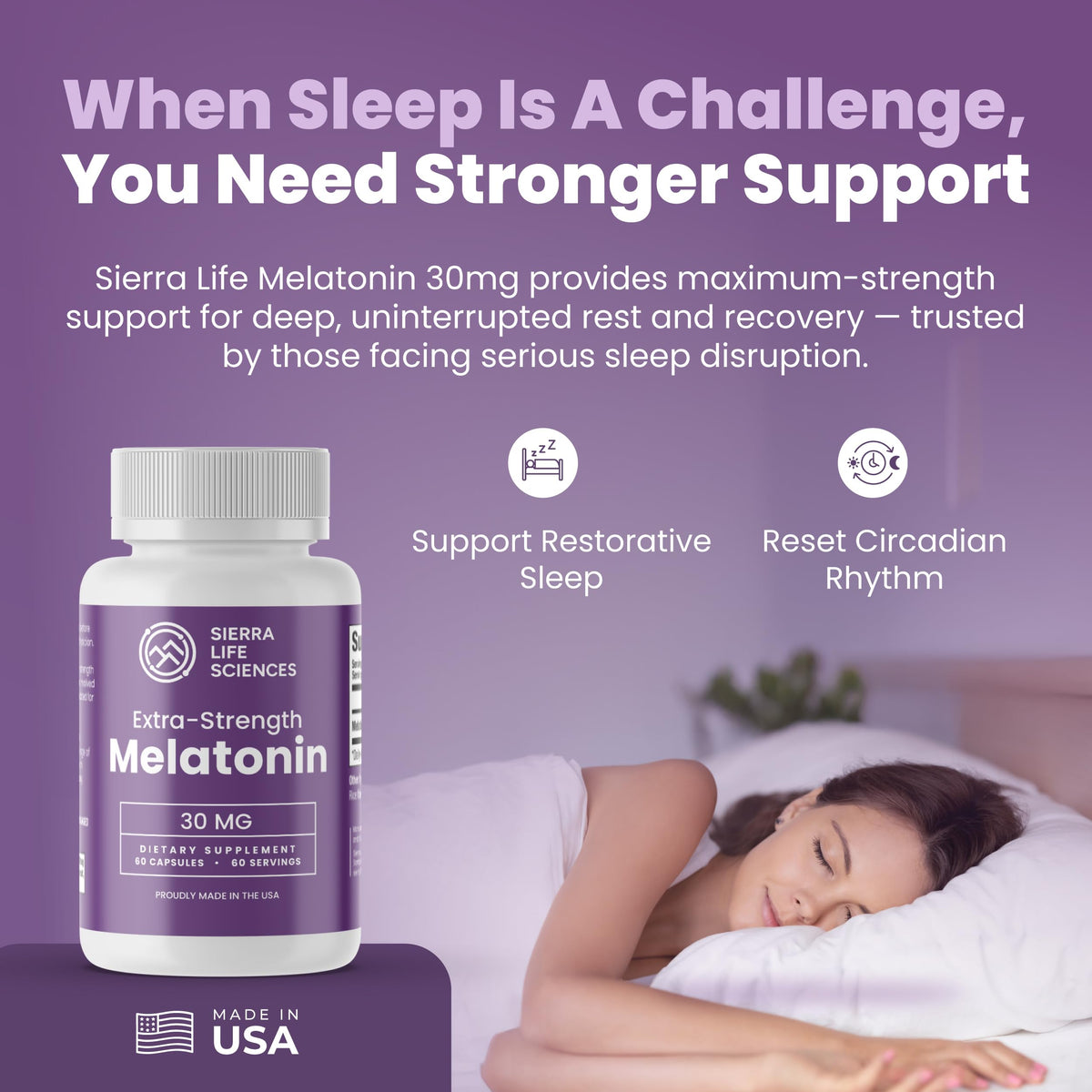 Capsules de mélatonine 30mg SIERRA LIFE SCIENCES en gros plan