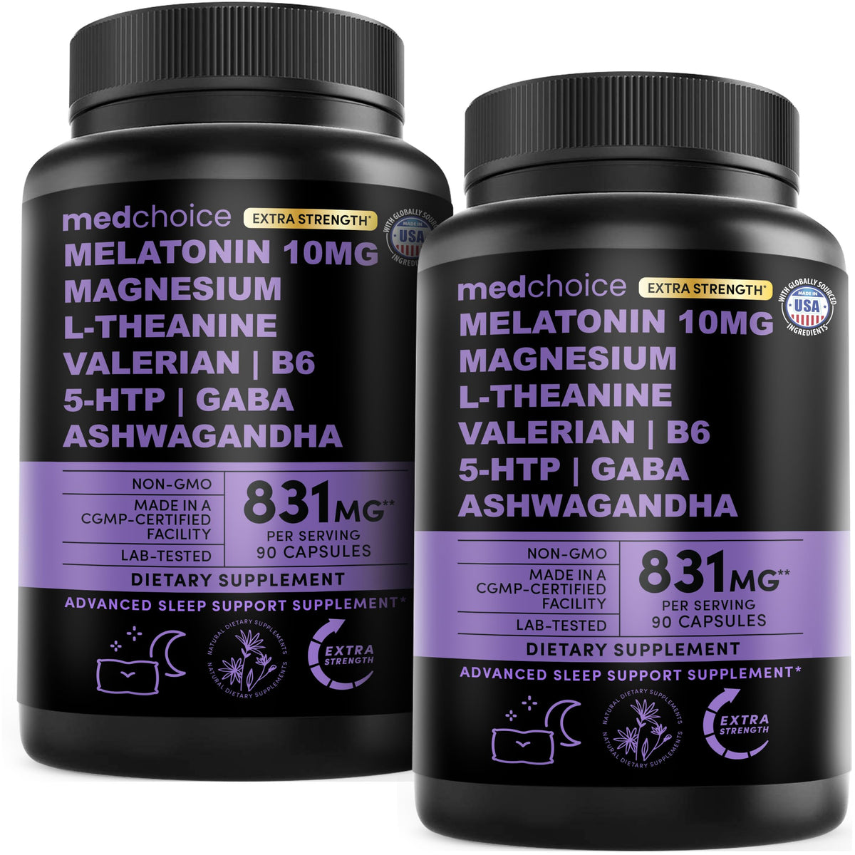 Capsules de mélatonine MEDCHOICE 10mg, vue de face