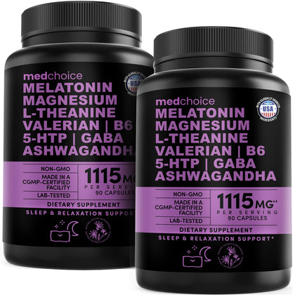 Capsules de Mélatonine MEDCHOICE 12-en-1 5mg 500mg vue de face