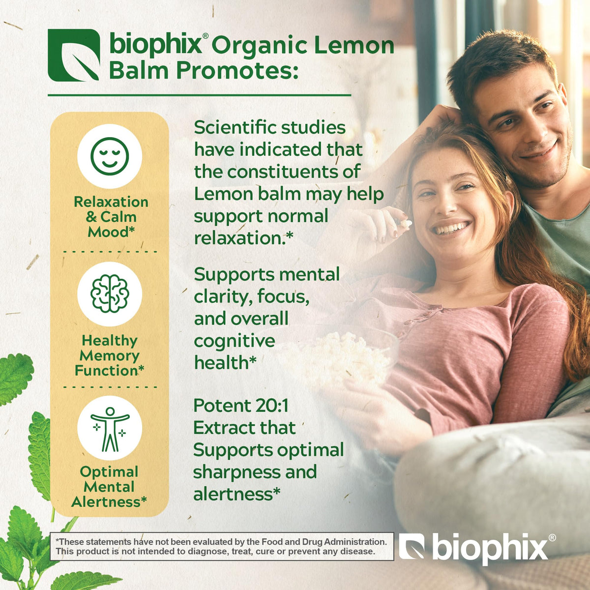 Capsules de mélisse biologique biophix, vue de près