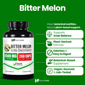 Capsules de melon amer Healthfare montrant la taille des capsules
