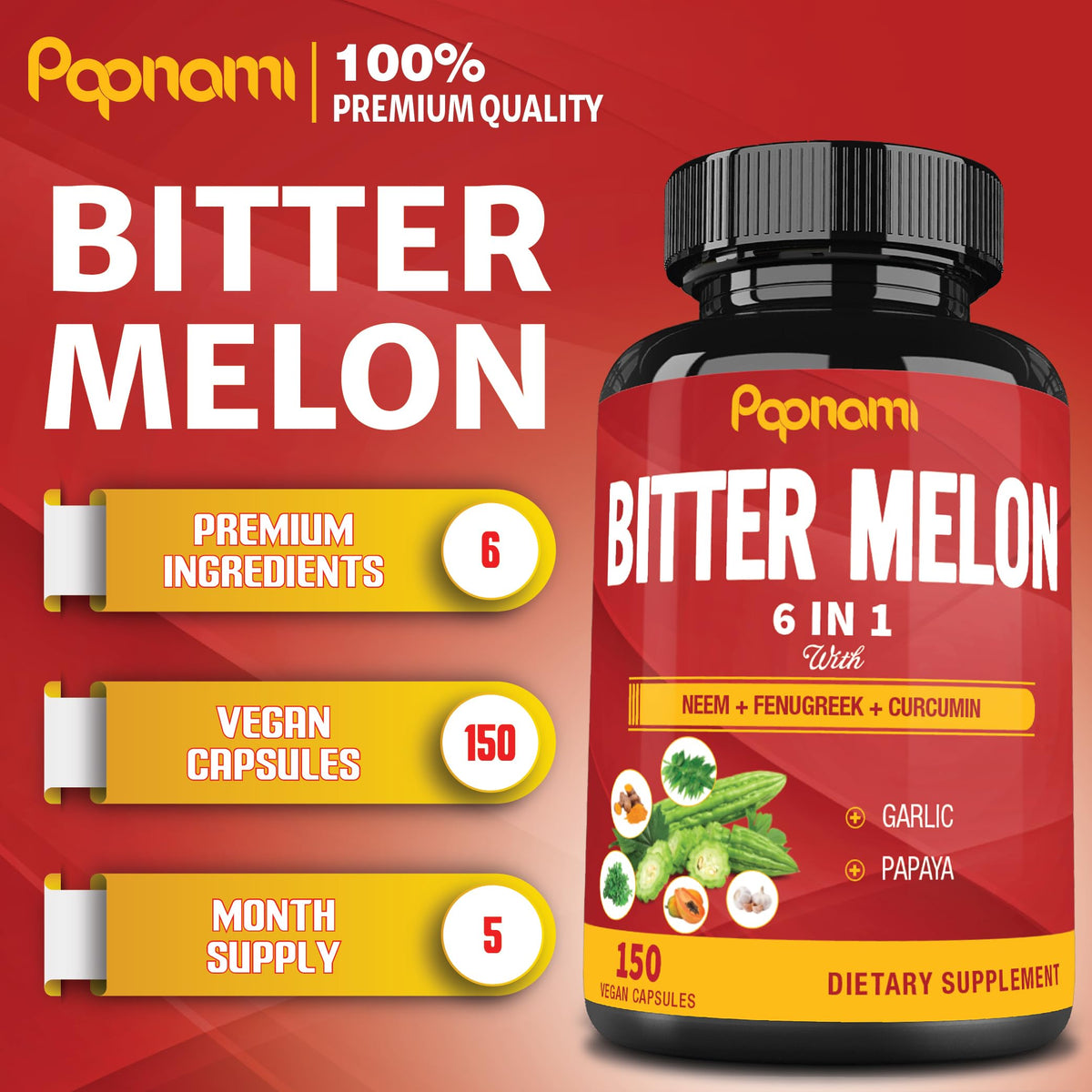 Capsules de Melon Amer Papnami sur une surface blanche
