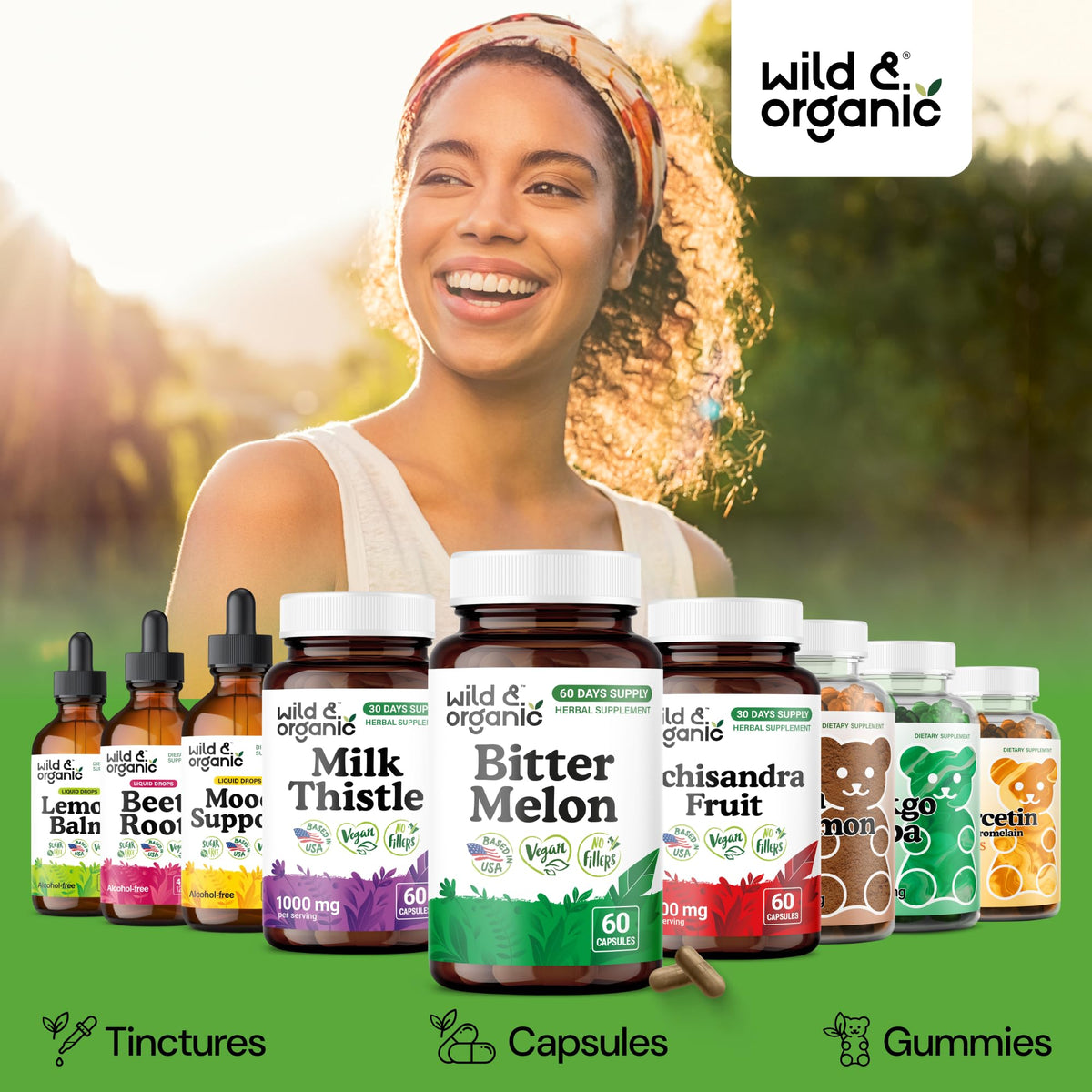Capsules de melon amer Wild & Organic sur une table