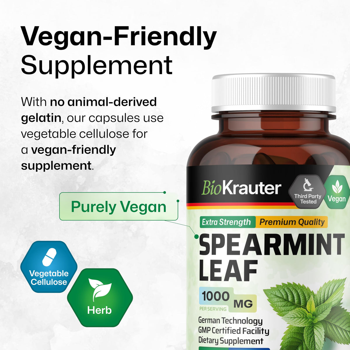 Capsules de menthe verte BIO KRAUTER dans une main