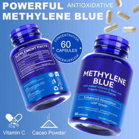 Capsules de Methylene Blue YEMFGQOE sur fond blanc