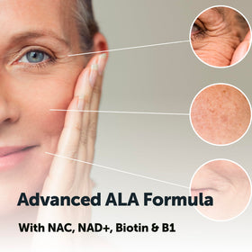 Capsules de Micro Ingredients Acide Alpha-Lipoïque+ sur fond blanc