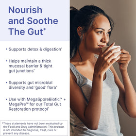 Capsules de Microbiome Labs MegaMucosa sur fond blanc