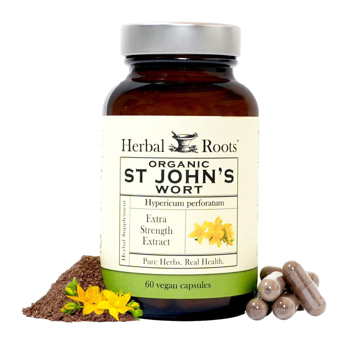 Capsules de Millepertuis Bio Herbal Roots, vue de face
