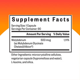 Capsules de Molybdène Glycinate Chelate Seeking Health sur un fond neutre