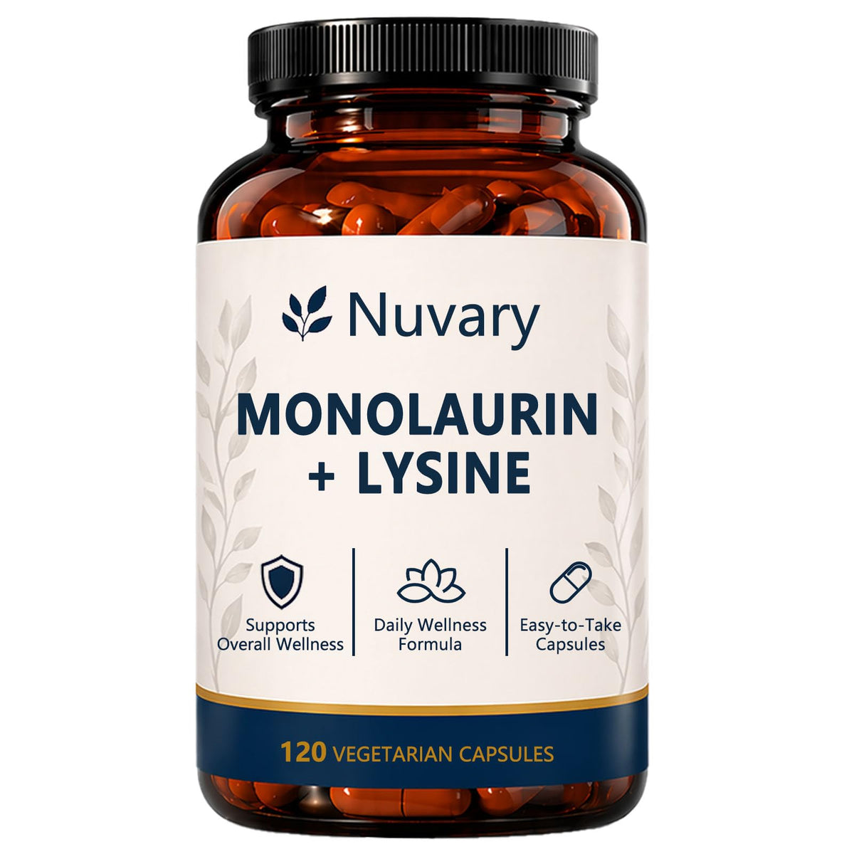 Capsules de Monolaurine et Lysine Nuvary en boîte de 120 gélules