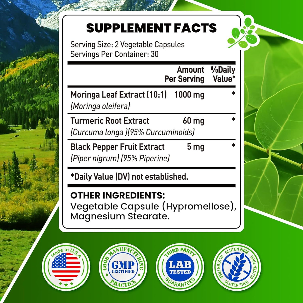 Capsules de Moringa 1000mg I LOVE HEALTH dans leur emballage
