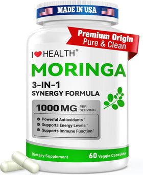 Capsules de Moringa 1000mg I LOVE HEALTH, vue de face