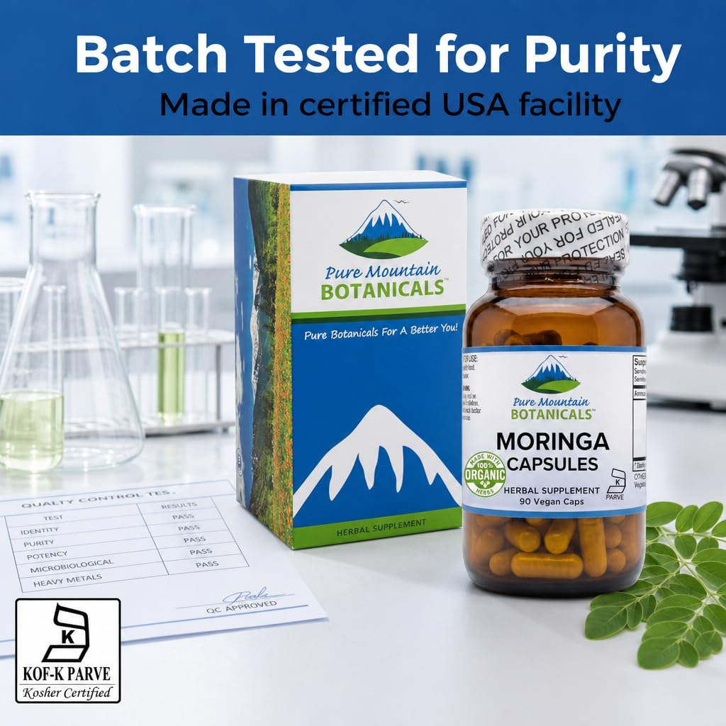 Capsules de Moringa 1000mg sur un fond naturel