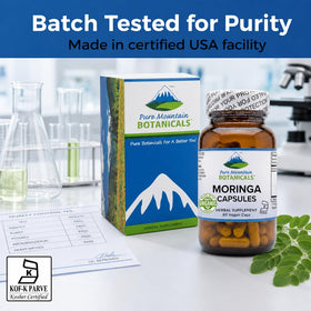 Capsules de Moringa 1000mg sur un fond naturel