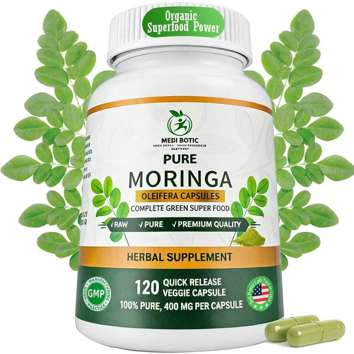 Capsules de Moringa Bio 800mg MEDI BOTIC en boîte