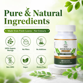 Capsules de Moringa Bio 800mg MEDI BOTIC sur fond blanc