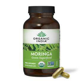 Capsules de Moringa Bio ORGANIC INDIA 180 unités, vue de face