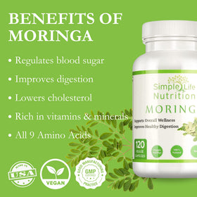 Capsules de Moringa Bio Simple Life Nutrition avec des ingrédients naturels